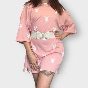 MISSGUIDED x PLAYBOY, Logo Oversized Pink T-Shirt Dress